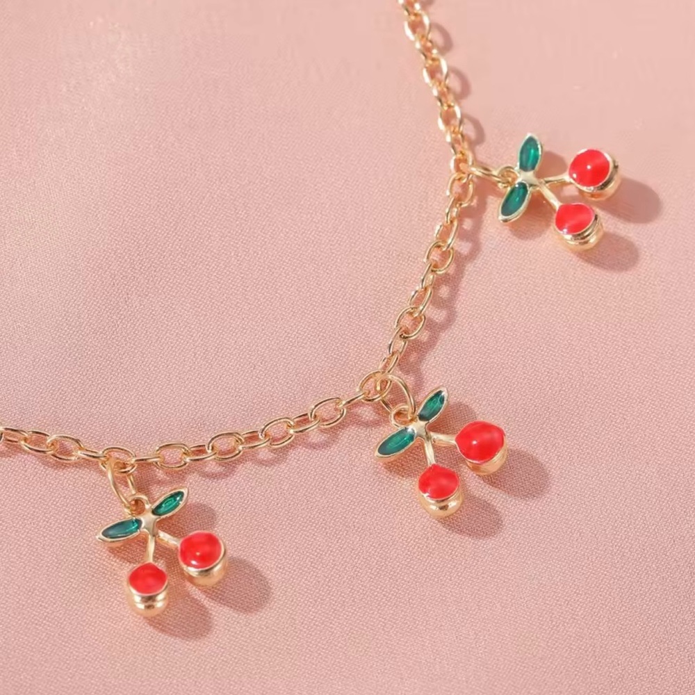 Cherry Charm Gold Bracelet 8”+2” - Picture 2 of 7